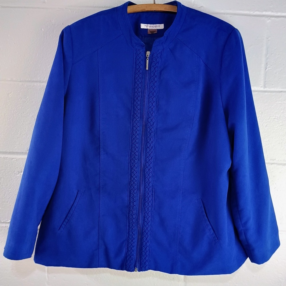 Allison Daley Royal Blue Full Zip Up Womens Size 20 W Soft Light Layering Jacket